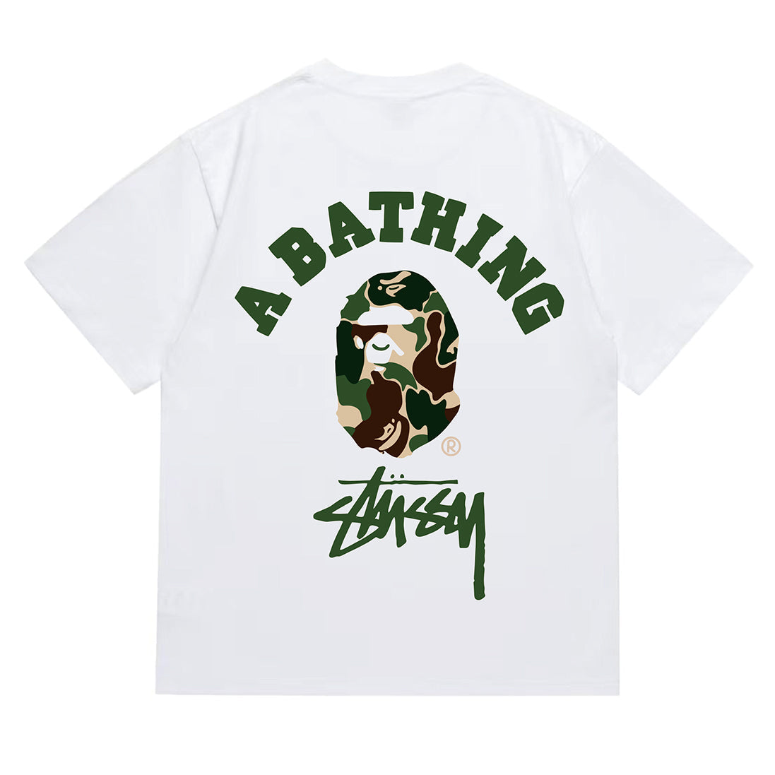 Bathing Shark and ape head print T-Shirt NextBlock