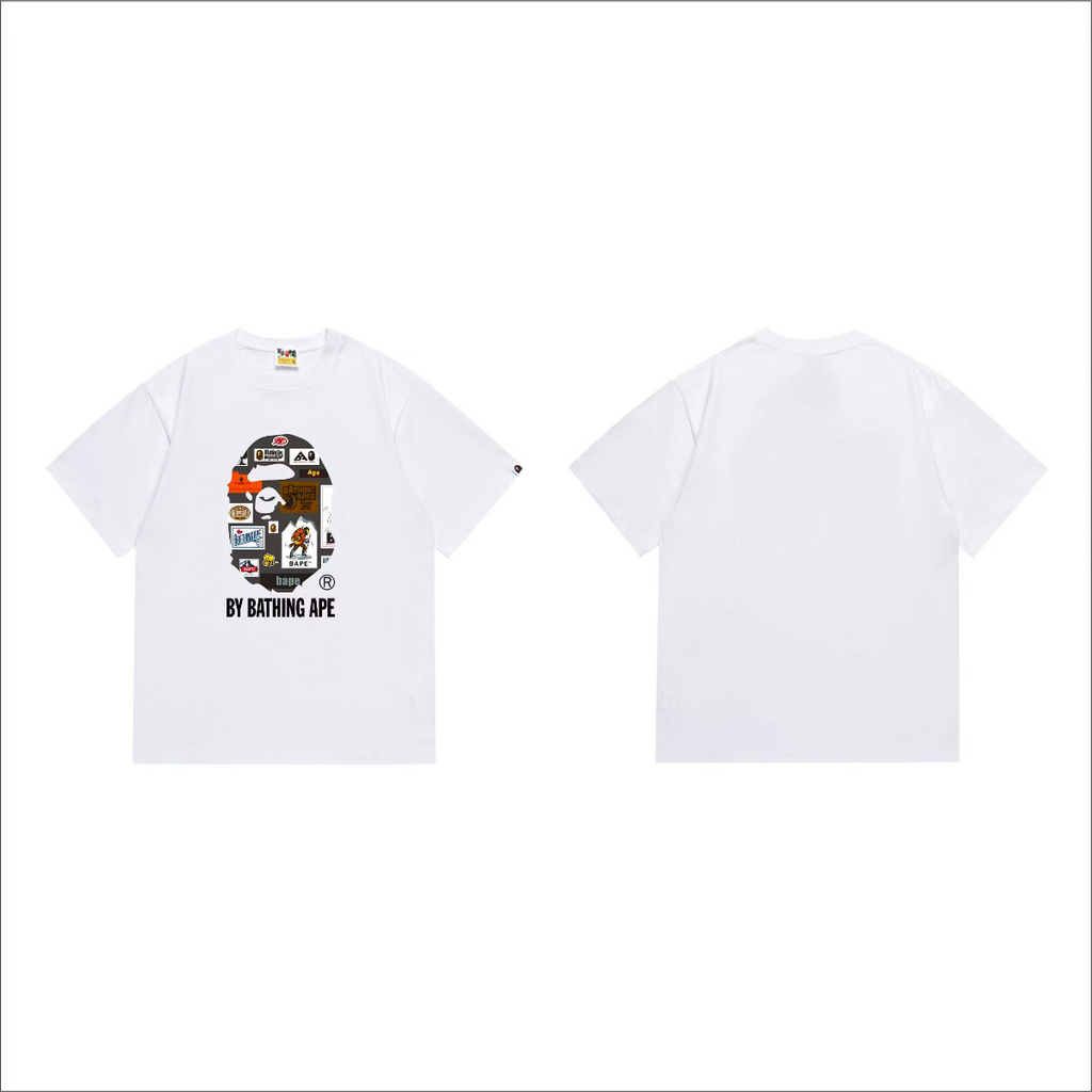 Bathing Shark and ape head print T-Shirt NextBlock