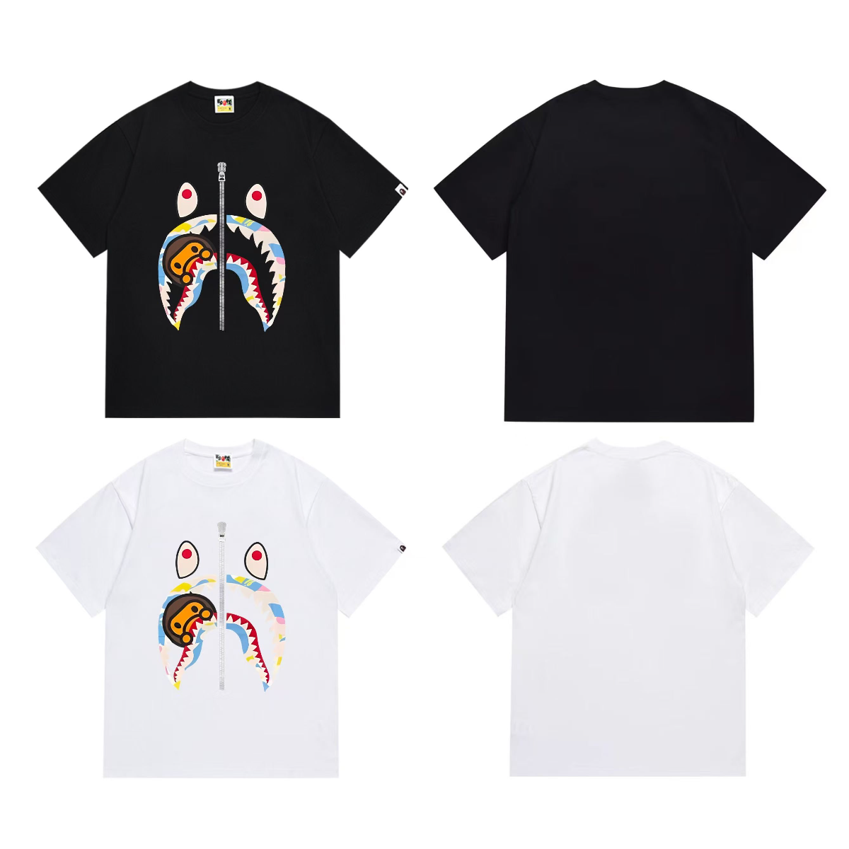 Bathing Shark and ape head print T-Shirt NextBlock
