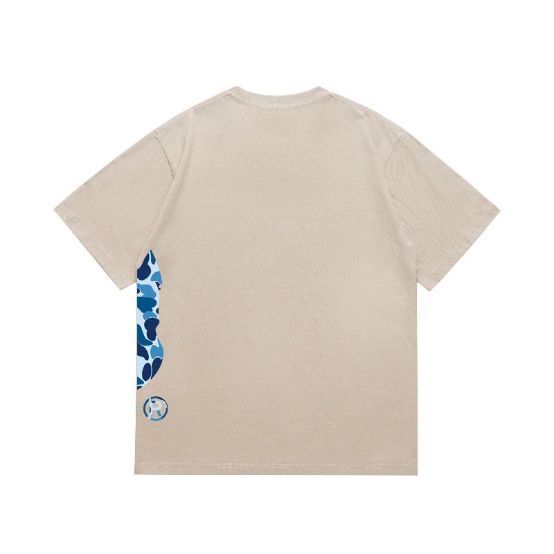 Bathing Shark and ape head print T Shirts NextBlock