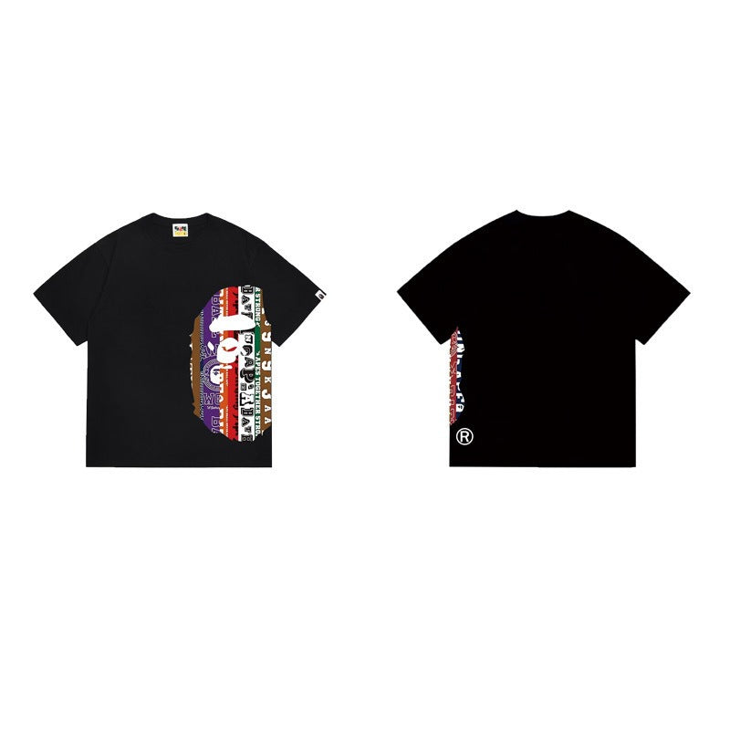 Bathing Shark and ape head print T Shirts NextBlock