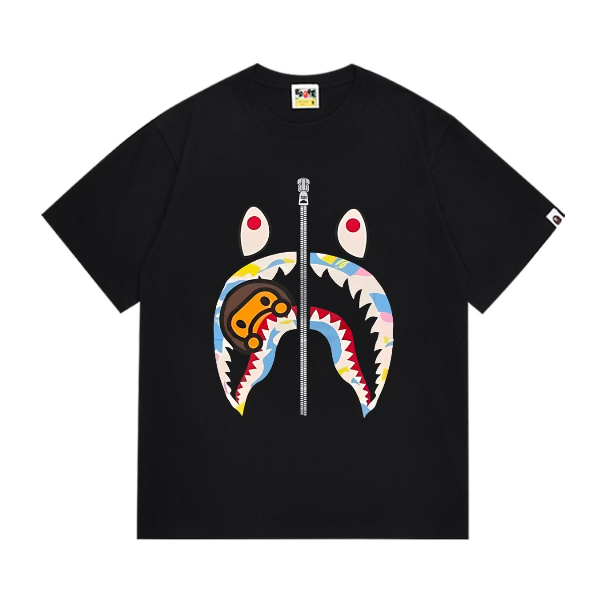 Bathing Shark and ape head print T-Shirt NextBlock