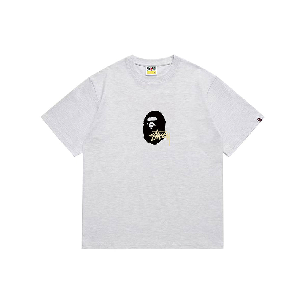 Bathing Shark and ape head print T-Shirt NextBlock