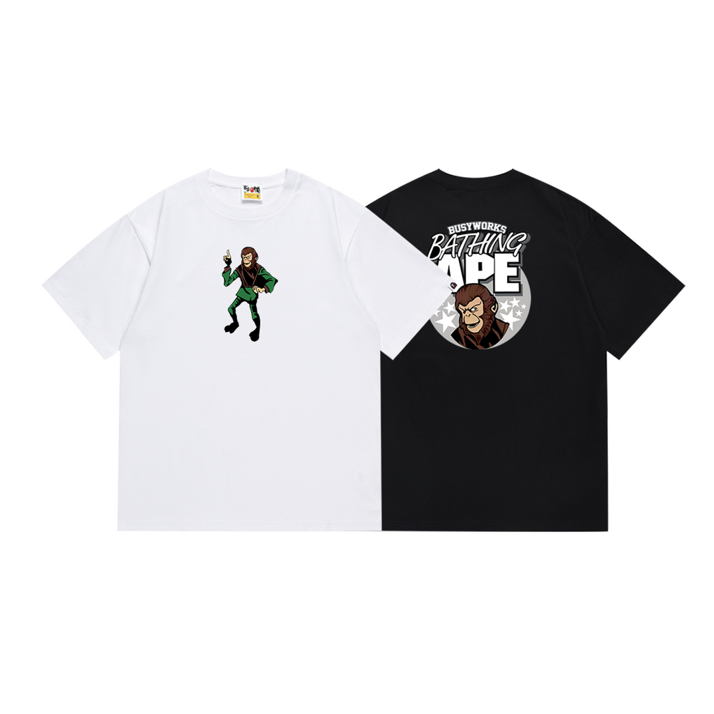 Bathing Shark and ape head print T Shirts NextBlock