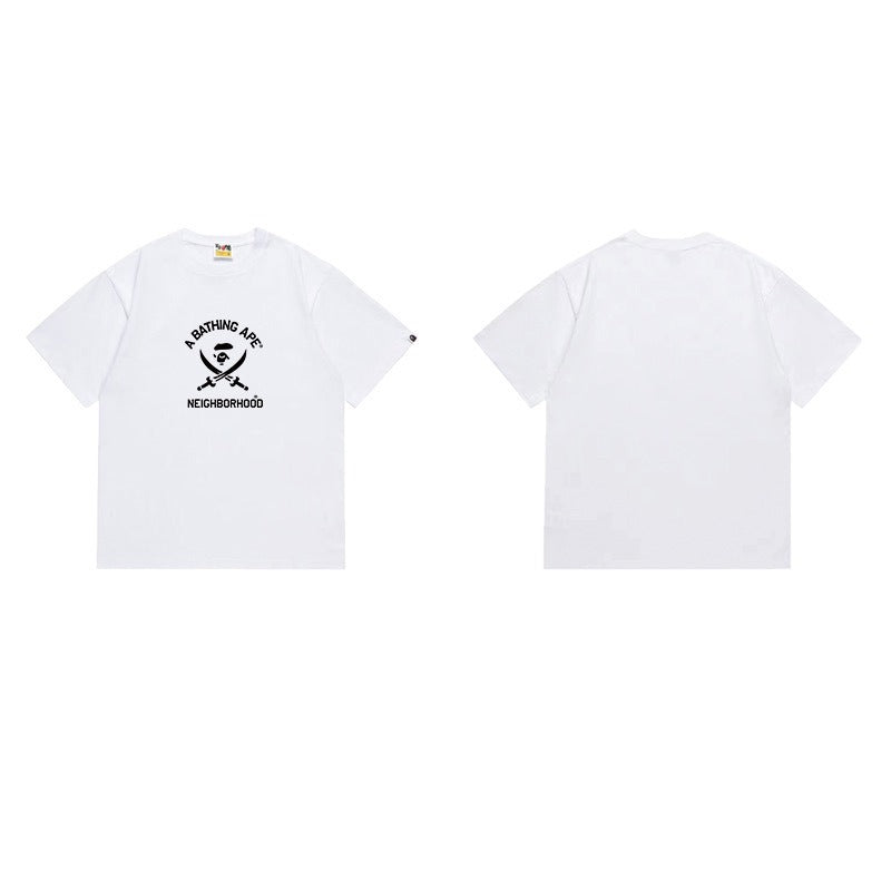 Bathing Shark and ape head print T Shirts NextBlock