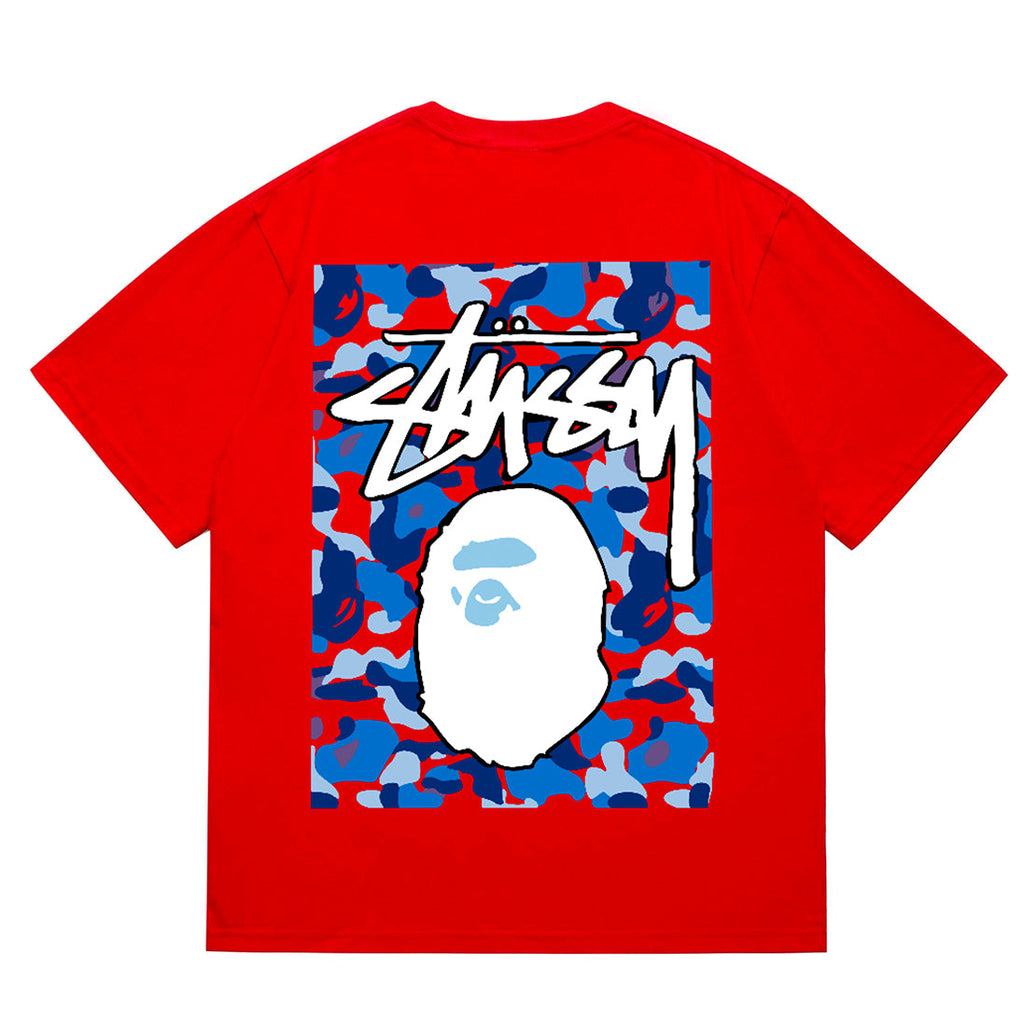 Bathing Shark and ape head print T-Shirt NextBlock