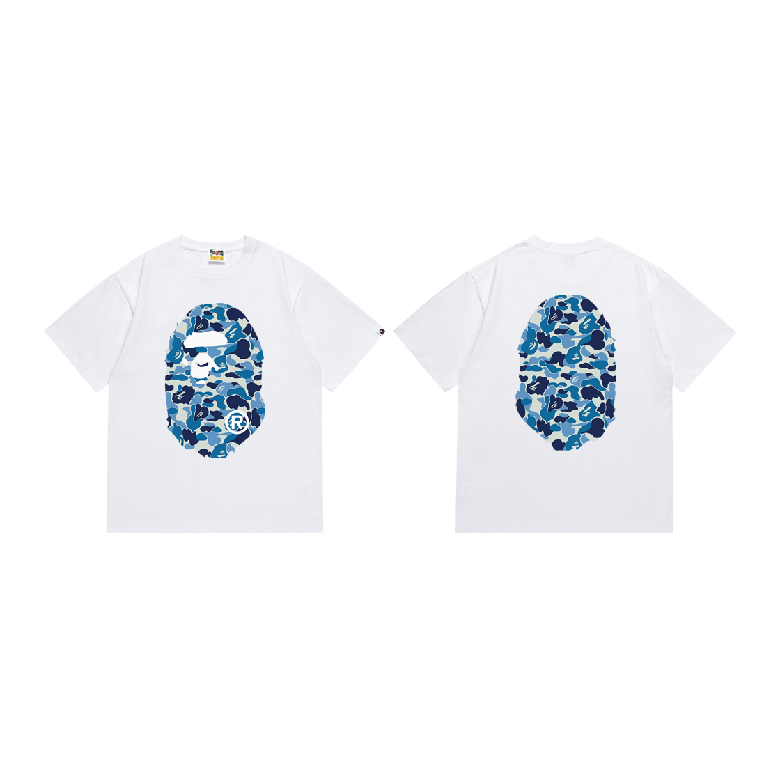 Bathing Shark and ape head print T-Shirt NextBlock