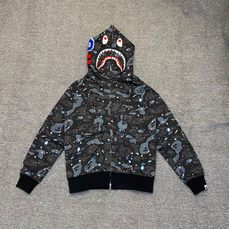 Bathing Shark and ape head print Hoodie NextBlock