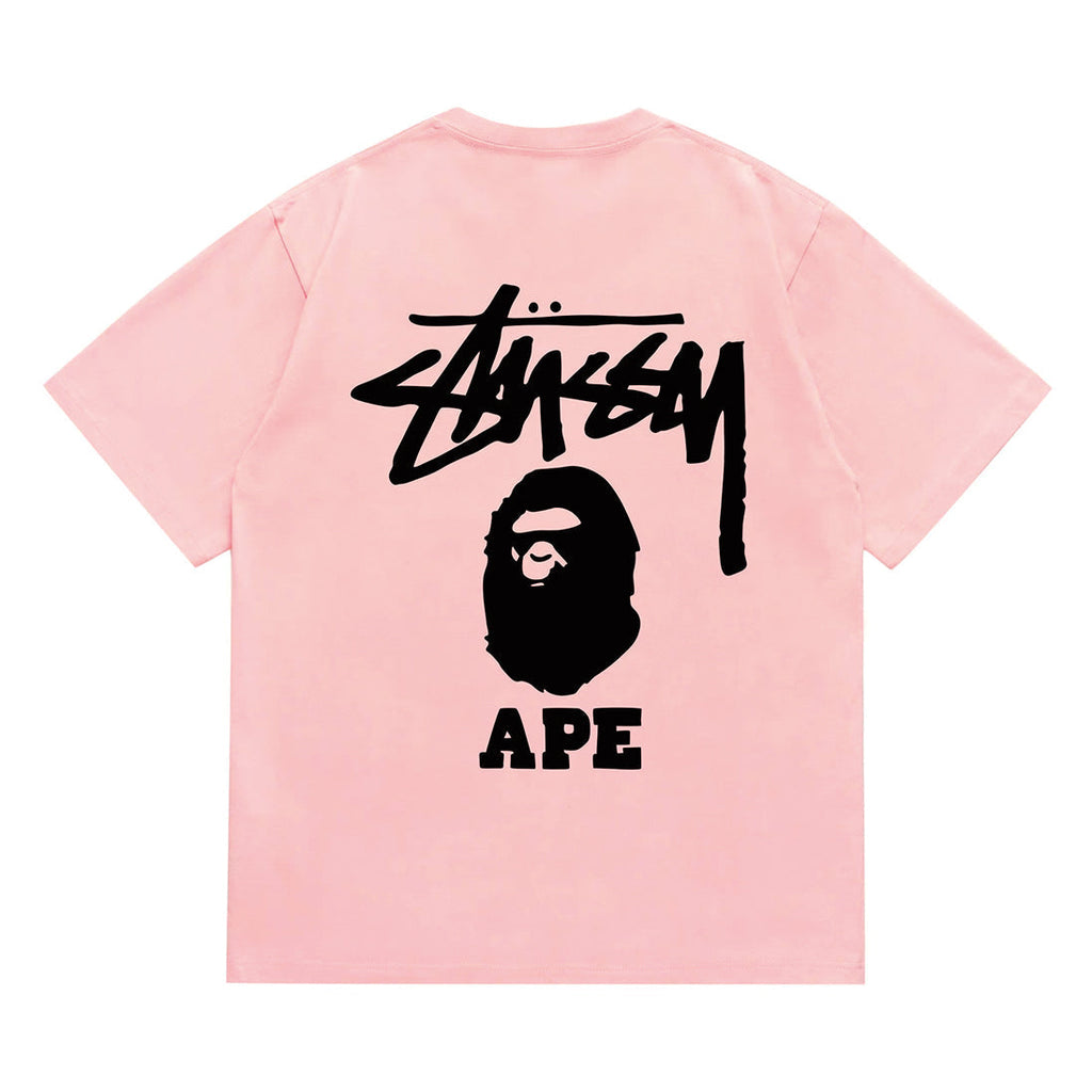 Bathing Shark and ape head print T-Shirt NextBlock
