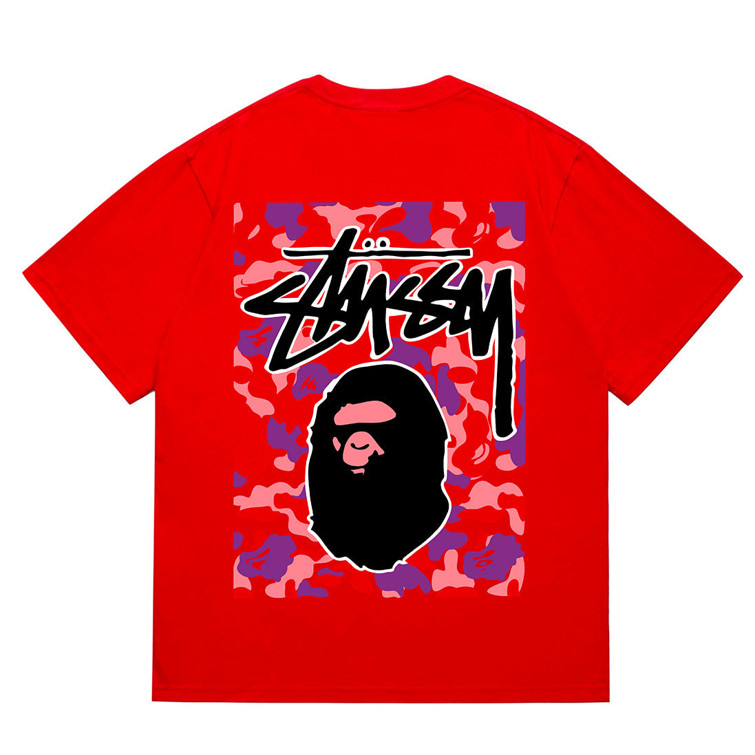 Bathing Shark and ape head print T-Shirt NextBlock
