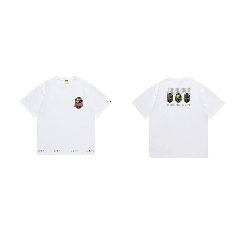 Bathing Shark and ape head print T Shirts NextBlock