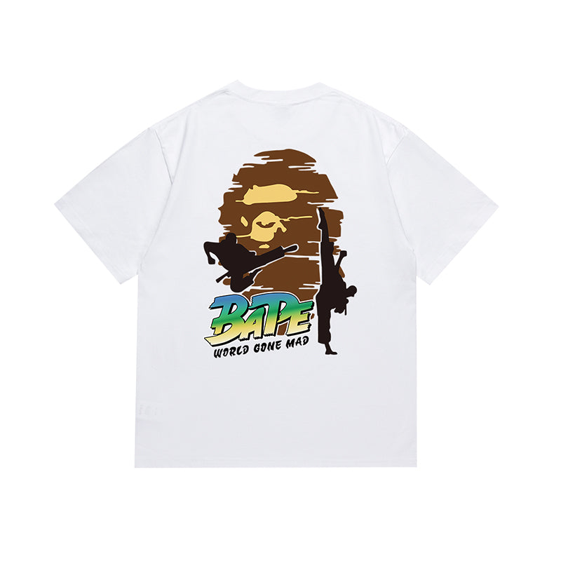 Bathing Shark and ape head print T Shirt NextBlock