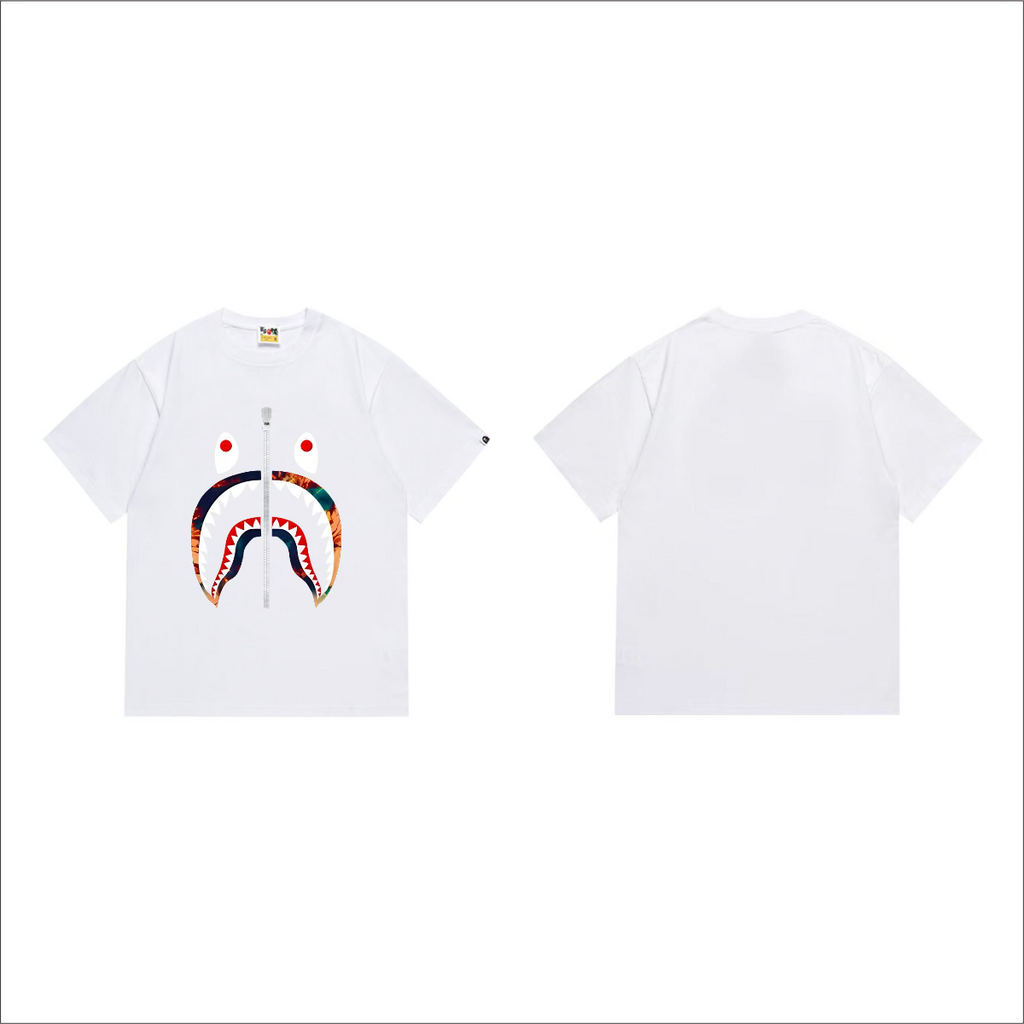 Bathing Shark and ape head print T-Shirt NextBlock