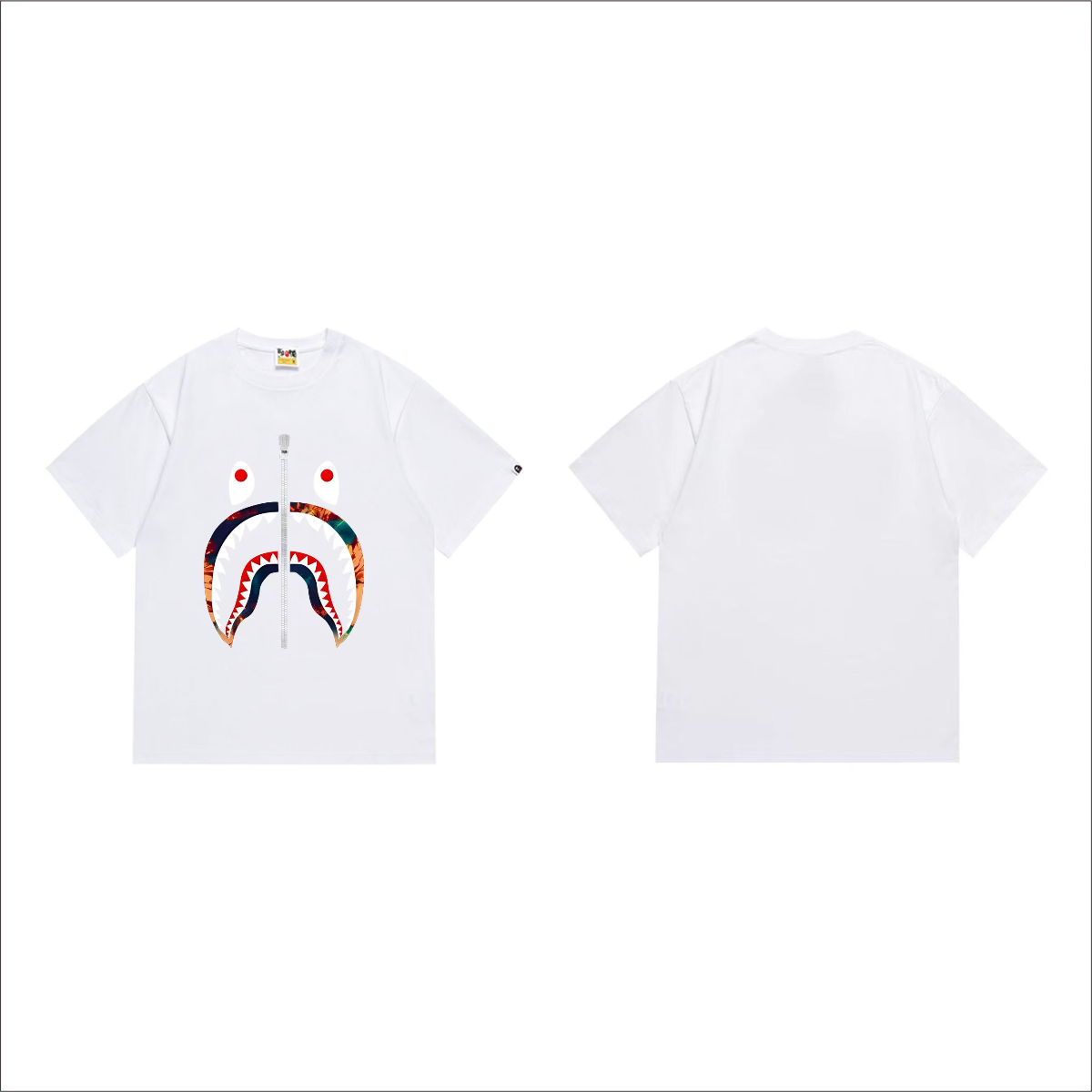 Bathing Shark and ape head print T-Shirt NextBlock