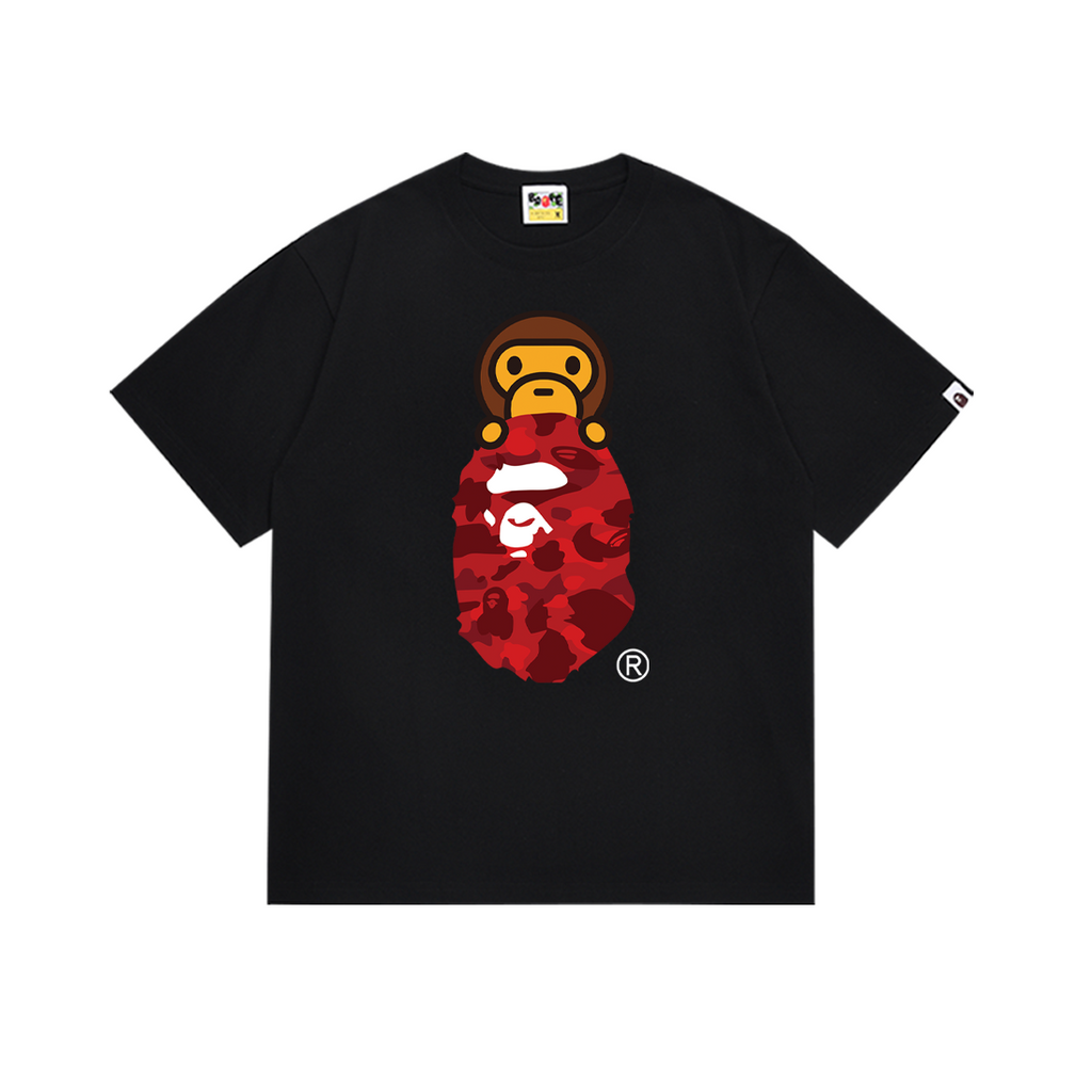 Bathing Shark and ape head print T-Shirt NextBlock