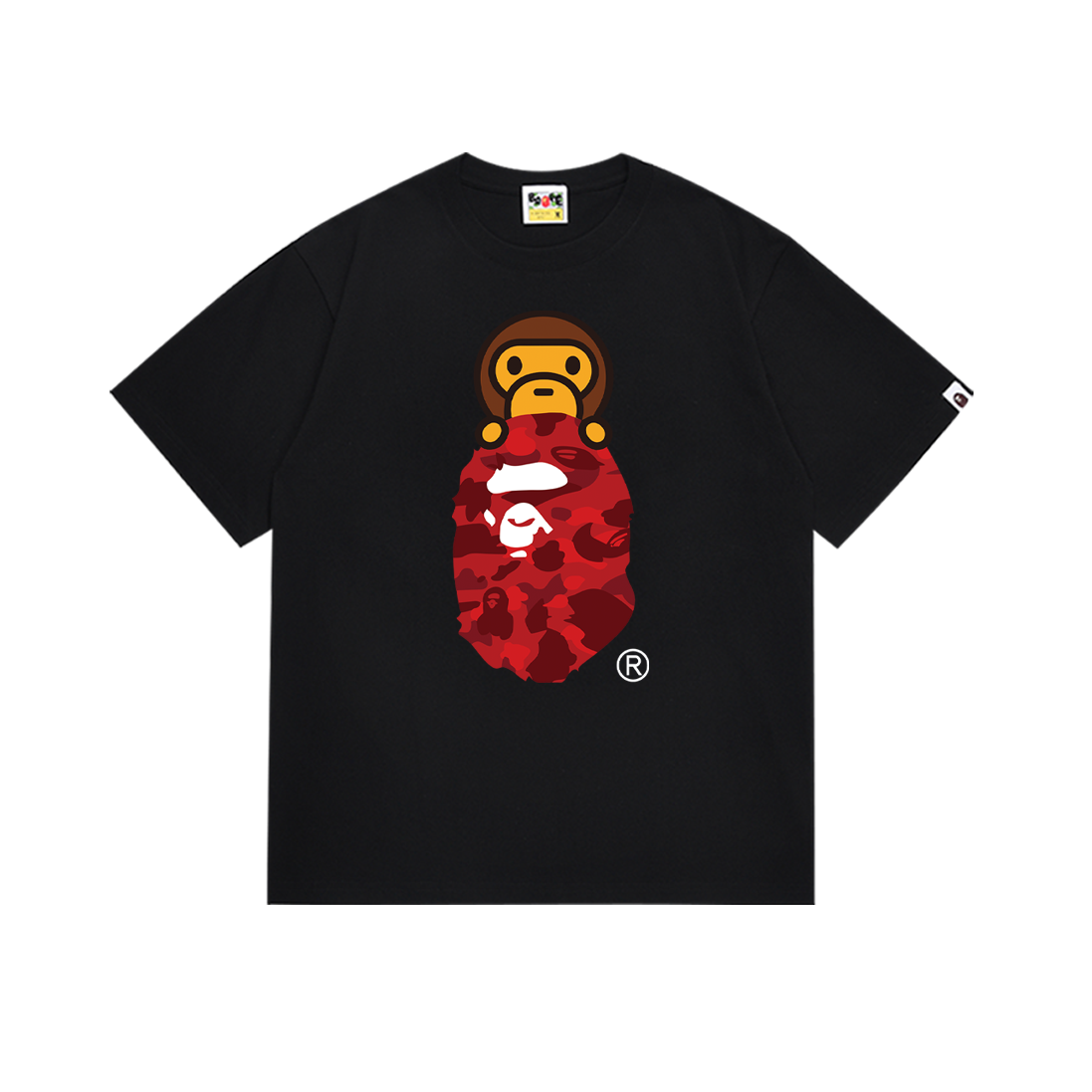 Bathing Shark and ape head print T-Shirt NextBlock