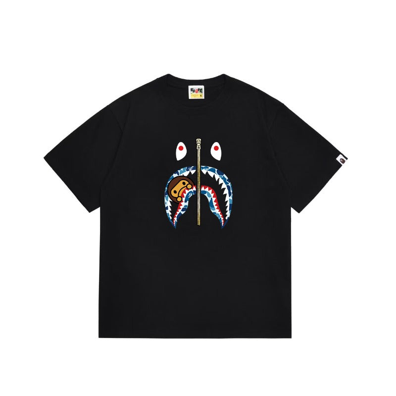Bathing Shark and ape head print T Shirts NextBlock