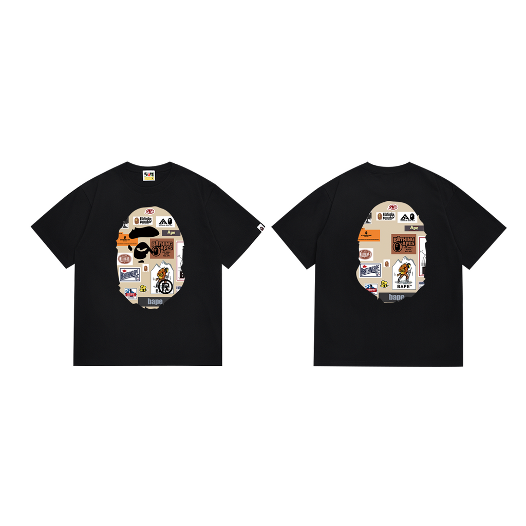 Bathing Shark and ape head print T-Shirt NextBlock