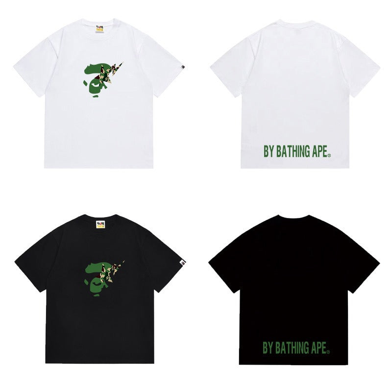 Bathing Shark and ape head print T Shirts NextBlock