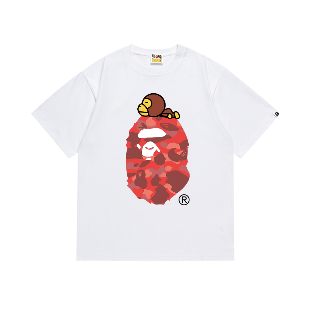 Bathing Shark and ape head print T-Shirt NextBlock