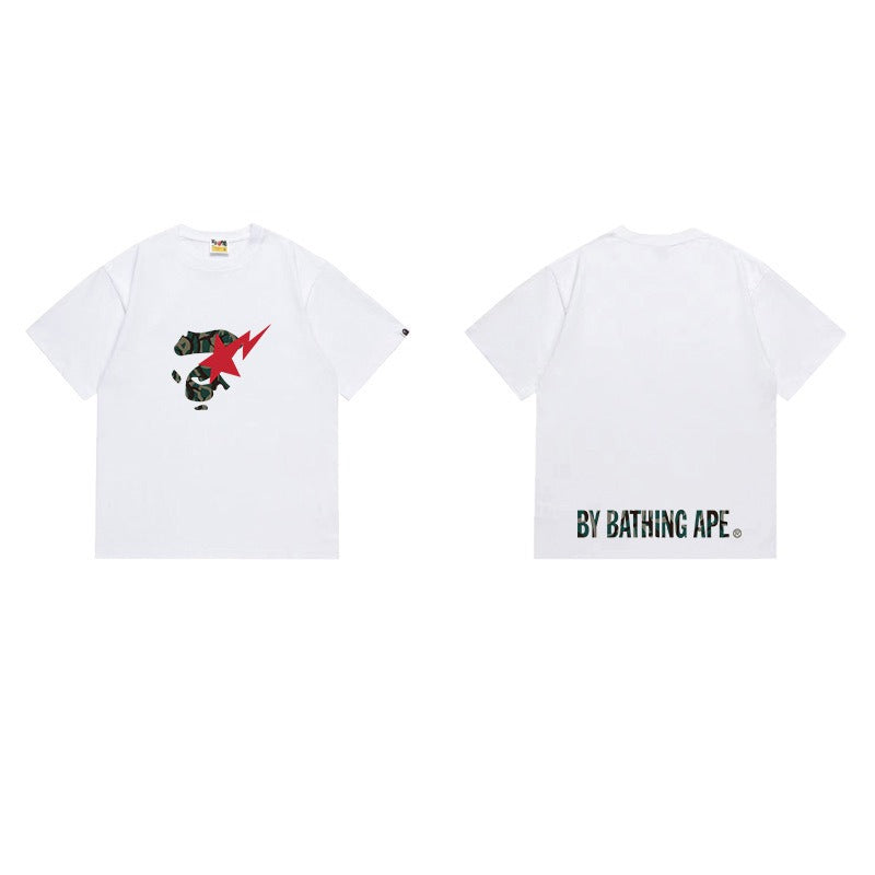 Bathing Shark and ape head print T Shirts NextBlock
