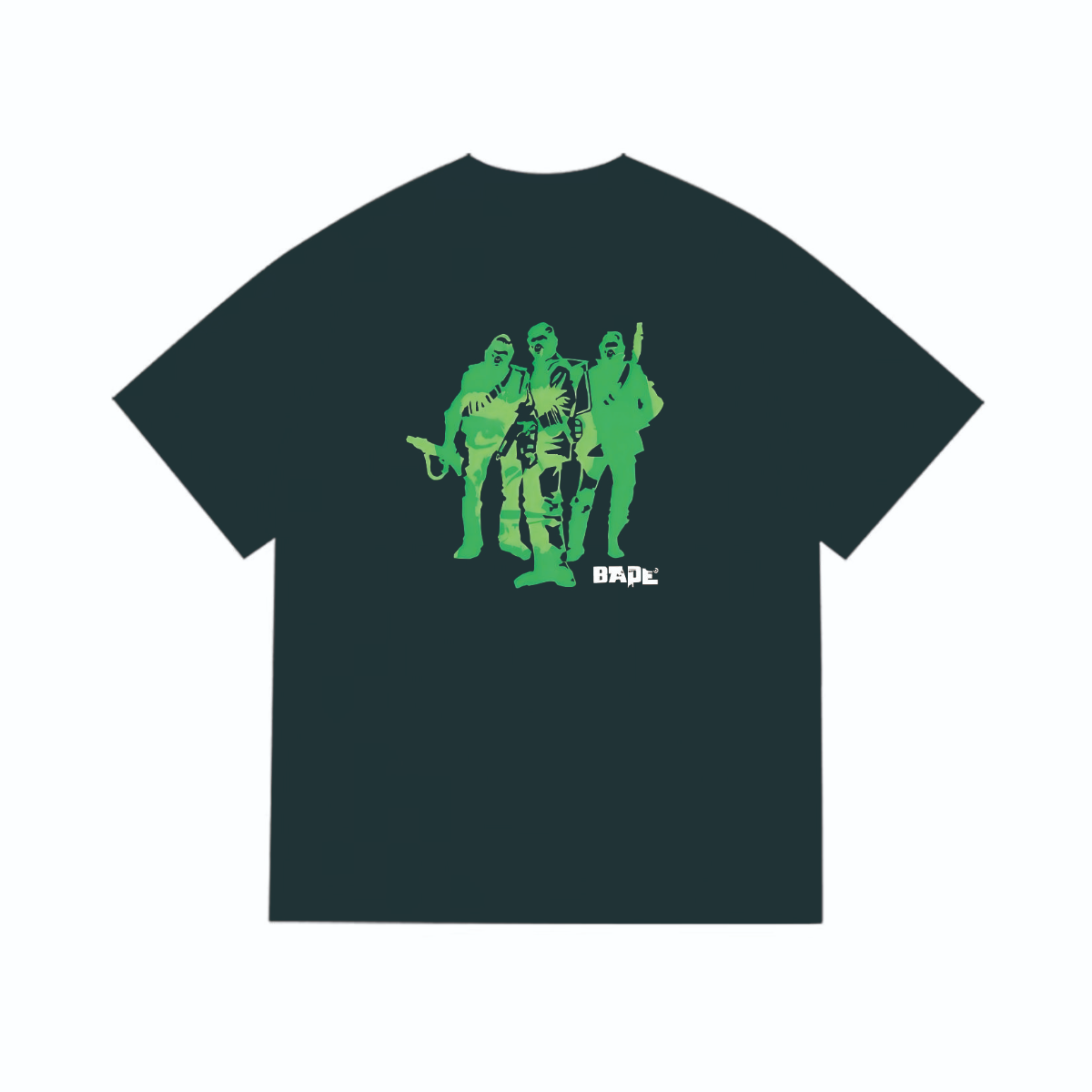 Bathing Shark and ape head print T-Shirt NextBlock