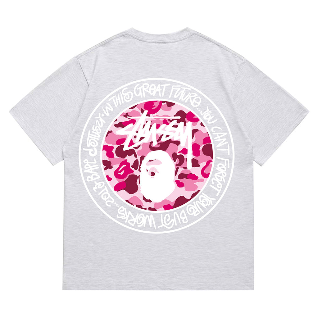 Bathing Shark and ape head print T-Shirt NextBlock