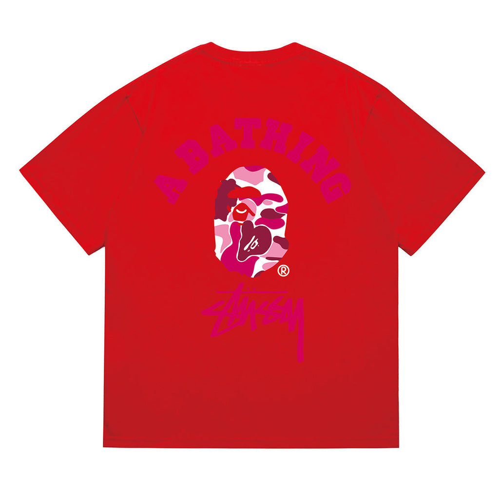Bathing Shark and ape head print T-Shirt NextBlock
