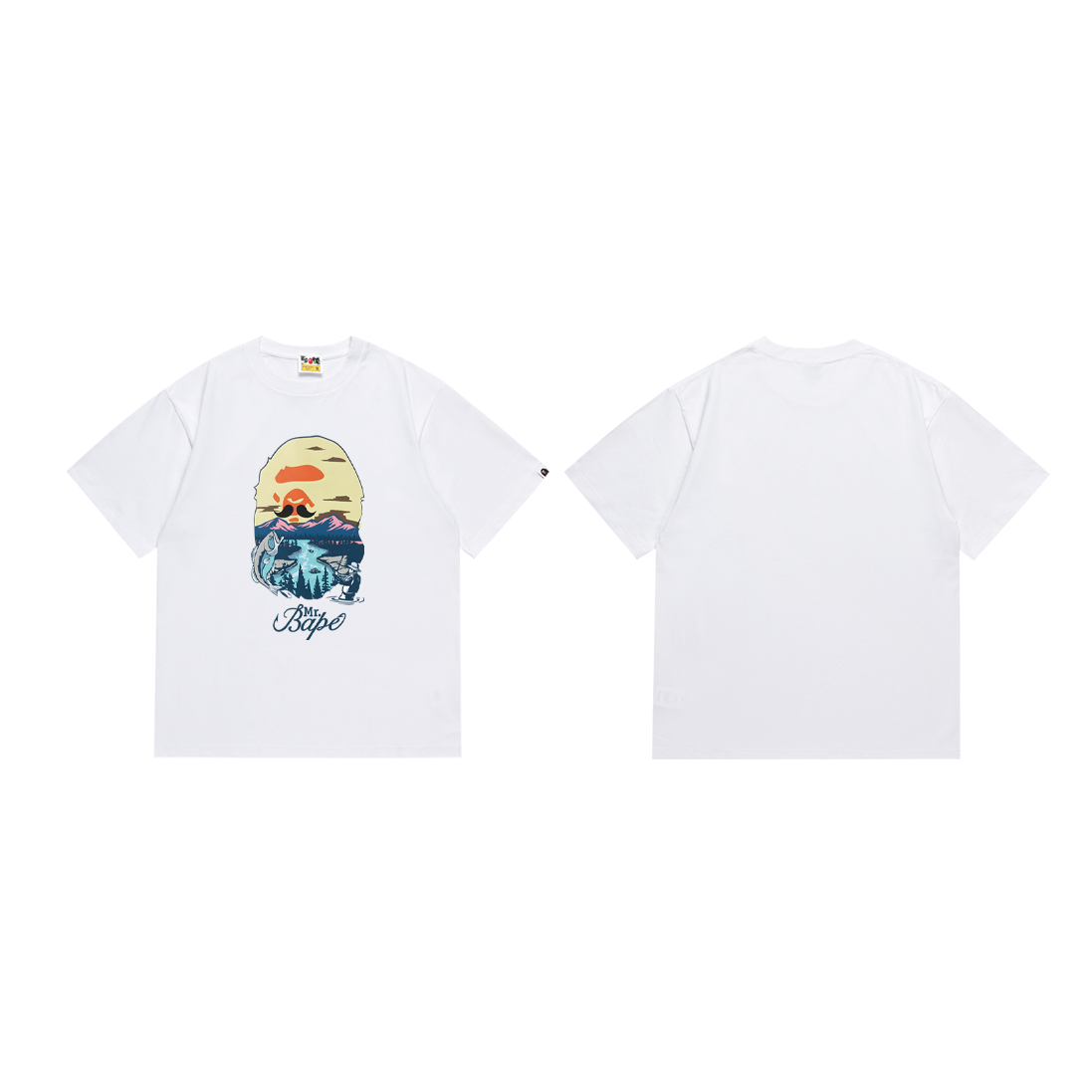 Bathing Shark and ape head print T-Shirt NextBlock