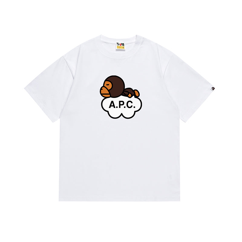 Bathing Shark and ape head print T Shirt NextBlock