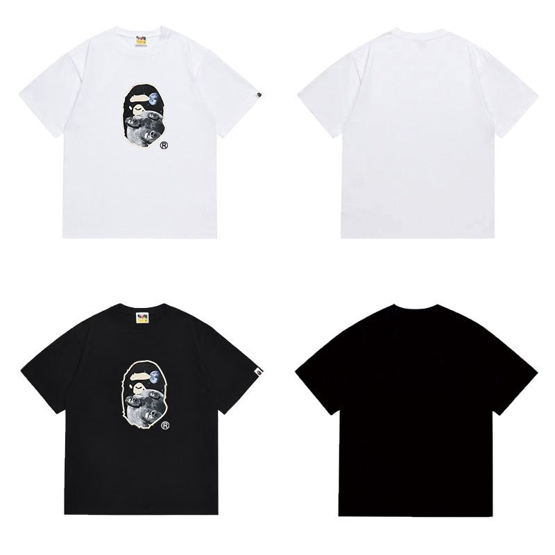 Bathing Shark and ape head print T Shirts NextBlock