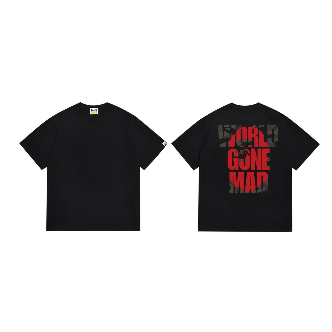 Bathing Shark and ape head print T-Shirt NextBlock