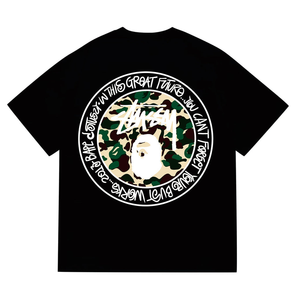 Bathing Shark and ape head print T-Shirt NextBlock