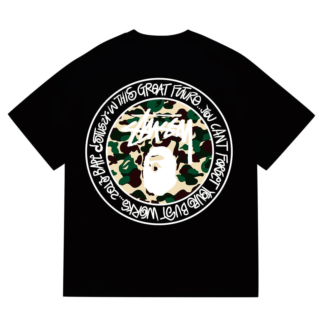 Bathing Shark and ape head print T-Shirt NextBlock