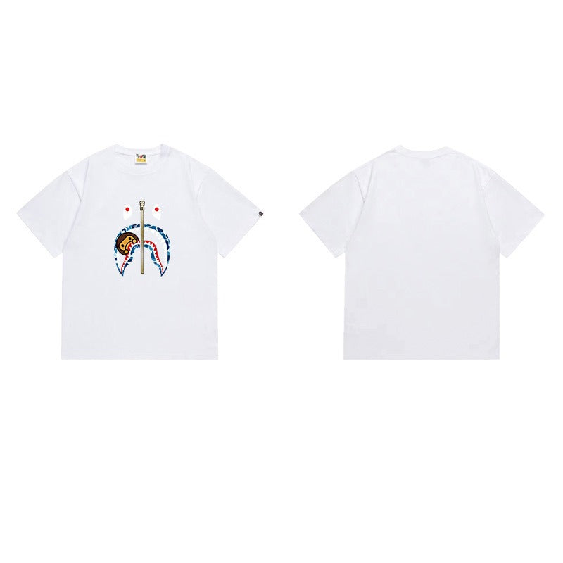 Bathing Shark and ape head print T Shirts NextBlock