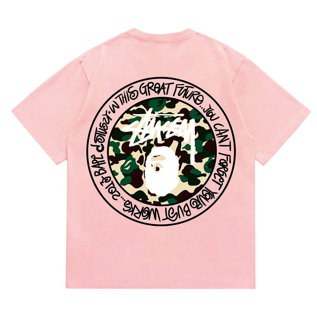 Bathing Shark and ape head print T-Shirt NextBlock