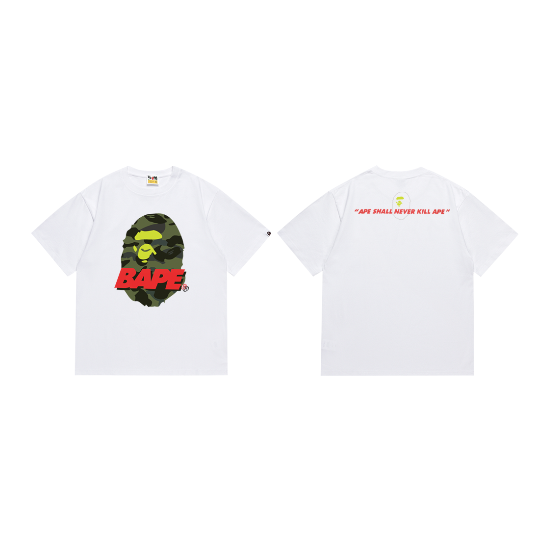 Bathing Shark and ape head print T-Shirt NextBlock