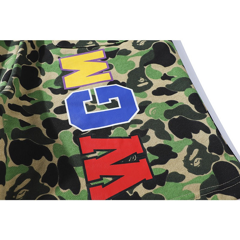 Bathing Shark and ape head print Shorts Camo Alphabet Shark WGM print beach pants NextBlock