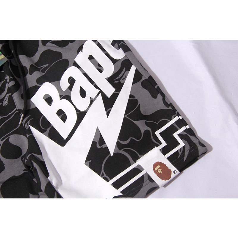 Bathing Shark and ape head print Shorts camouflage alphabet shark shorts men cotton terry lightning NextBlock