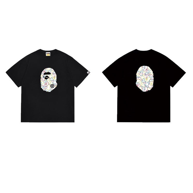 Bathing Shark and ape head print T Shirts NextBlock