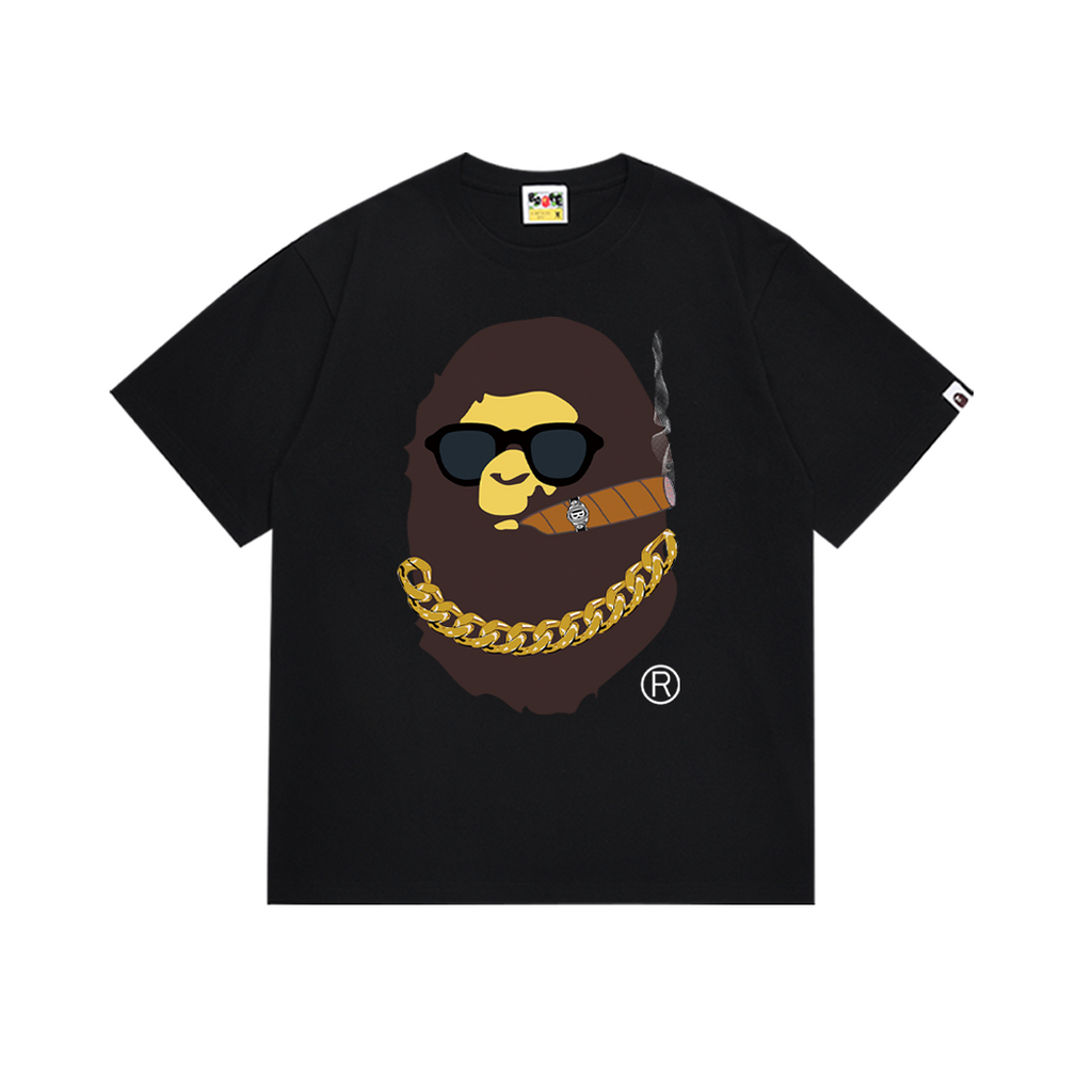 Bathing Shark and ape head print T-Shirt NextBlock