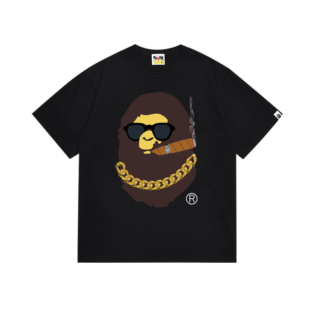 Bathing Shark and ape head print T-Shirt NextBlock