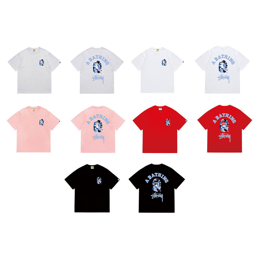 Bathing Shark and ape head print T-Shirt NextBlock