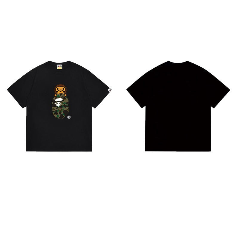 Bathing Shark and ape head print T Shirts NextBlock