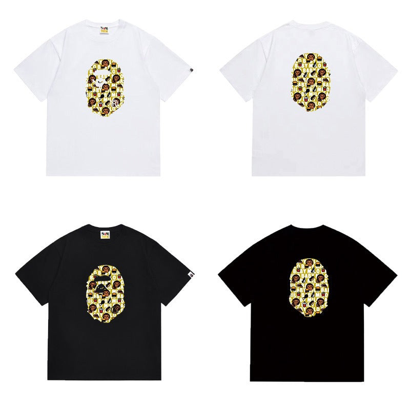 Bathing Shark and ape head print T Shirts NextBlock