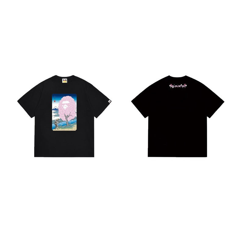 Bathing Shark and ape head print T Shirts NextBlock