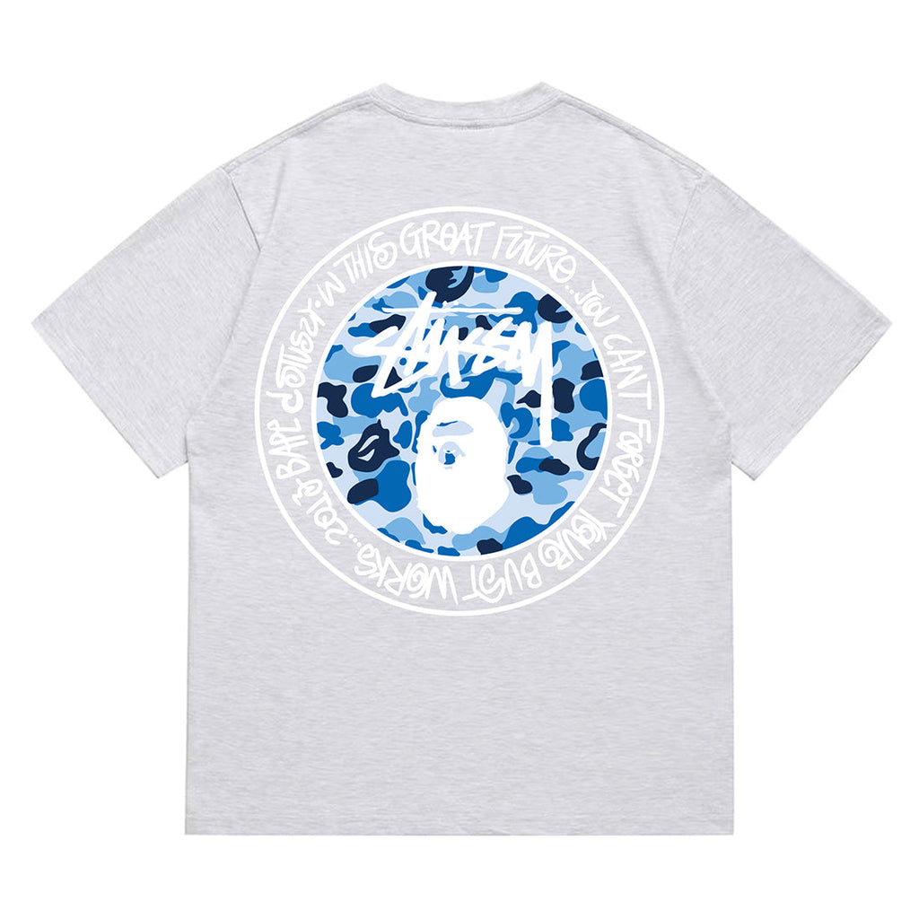 Bathing Shark and ape head print T-Shirt NextBlock