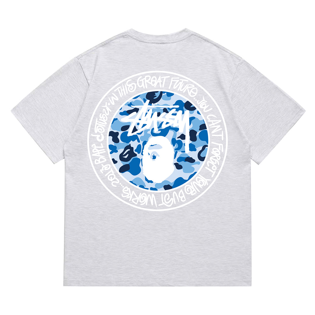 Bathing Shark and ape head print T-Shirt NextBlock