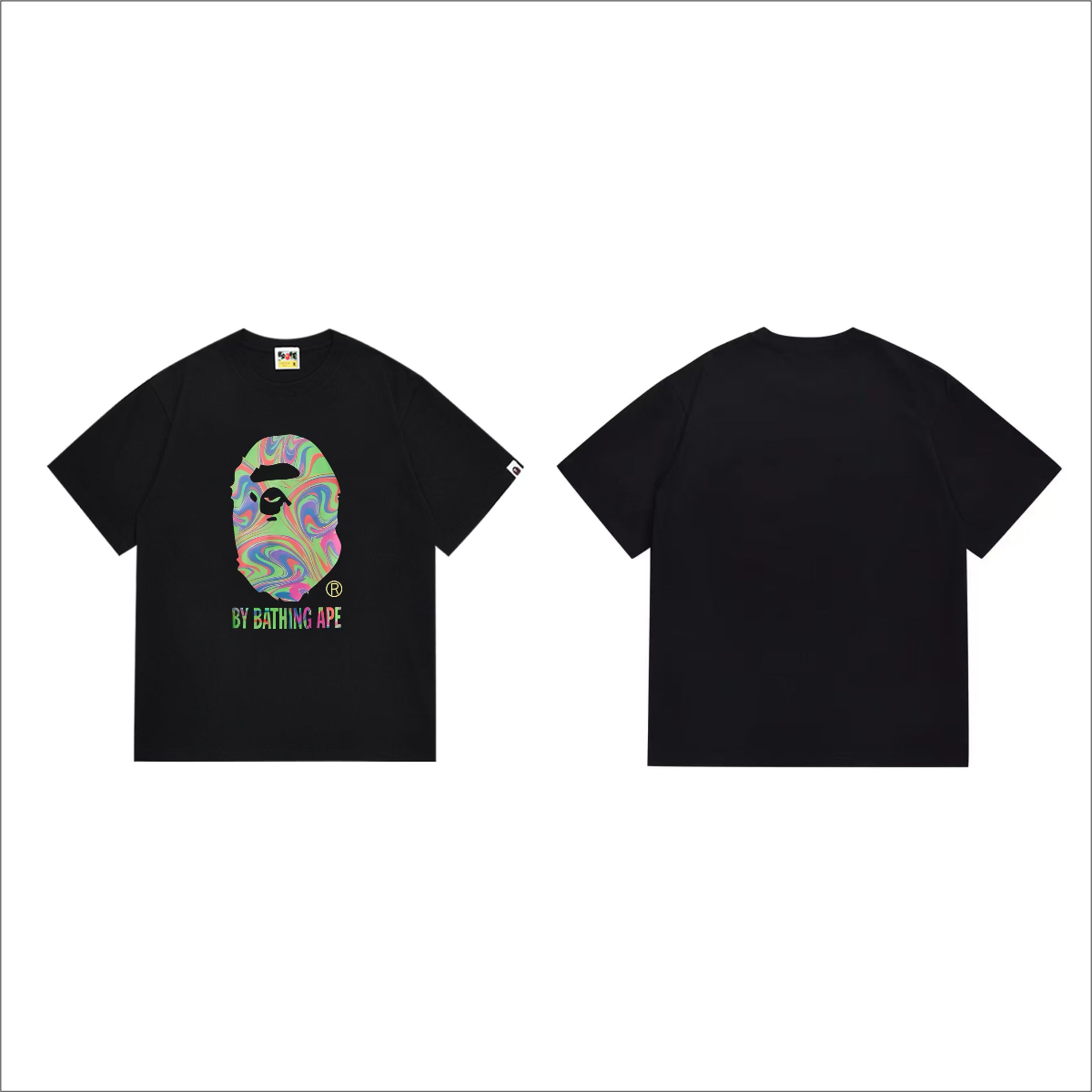 Bathing Shark and ape head print T-Shirt NextBlock