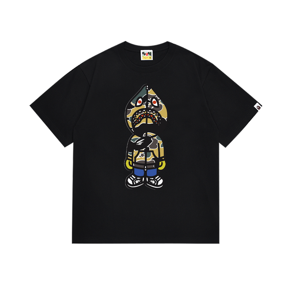 Bathing Shark and ape head print T-Shirt NextBlock